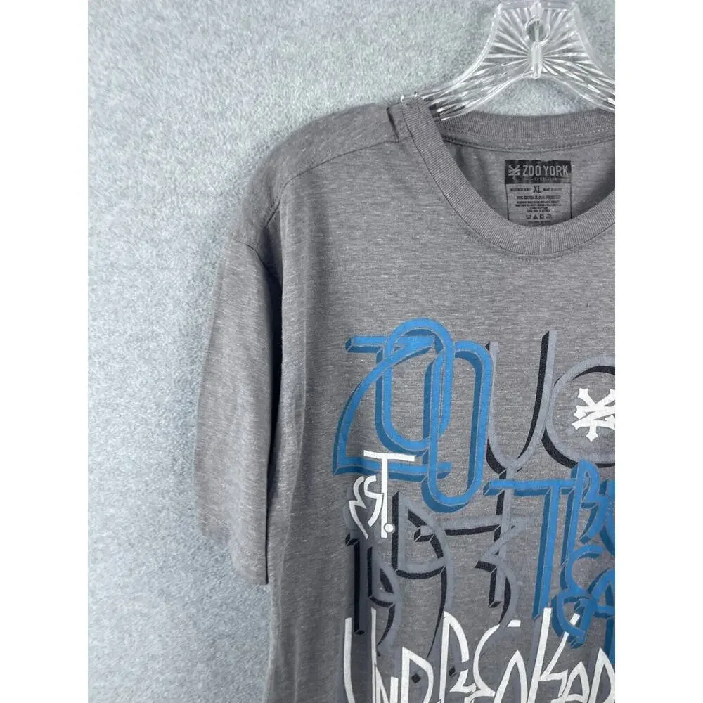 Zoo York 1993 True East Unbreakable Shirt Size XL‎ Gray Short Sleeve Tee 90s